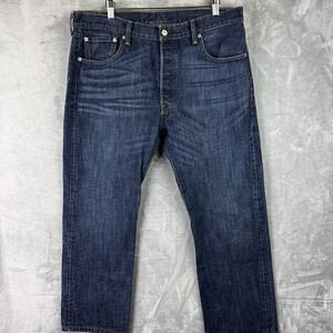 Levi's 501 Original Fit Jeans Men's 36x29 Dark Blue Button Fly Denim